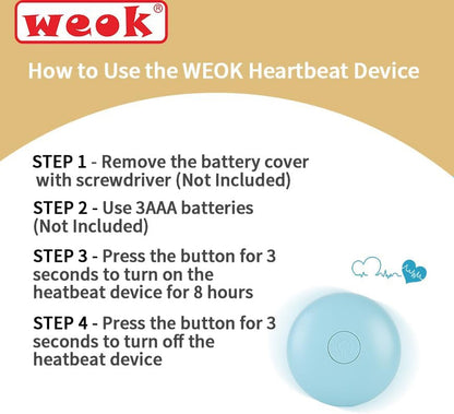 WEOK Heartbeat Puppy Toy, Comfort Cuddler Pillow, Dog Anxiety Relief Calming Aid,Heartbeat Stuffed Toy for Dogs,Puppy Heartbeat Toy Sleep Aid,Dog Heartbeat Toy for Pet3