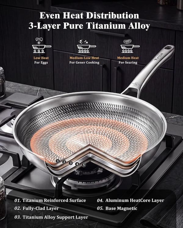 Titanium Pans for Cooking, 8/10/12 Inch Plateful Titanium Pan with Lid, Non-Stick Frying Pans, Pfas/Pfoa/Ptfe-Free, Dishwasher & Oven Safe, Compatible with Gas & Induction Cooktops4