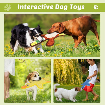 Dog Toys 3-Pack Cute Duck Shapes Puppy Toys No-Stuffing Squeaky and Crinkle Interactive Dog Chew Toy for Small to Large Breeds6