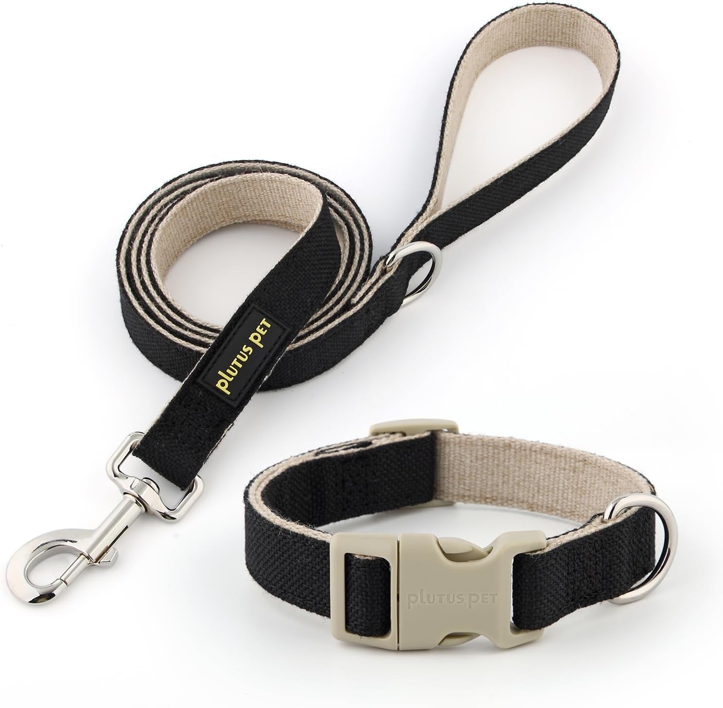 plutus-pet-cotton-hemp-dog-collar-and-leash-set-adjustable-collar-for-small-medium-and-large-dogs-heavy-duty-and-soft-on-skin-lavender-s