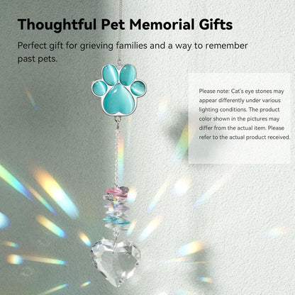 Dog Memorial Gifts for Loss of Dog, Pet Sympathy, Dog Memorial Suncatcher | Thoughtful Dogs and Cats Bereavement Remembrance Gifts, Natural Cat'S Eye Paw Crystal Suncatcher5