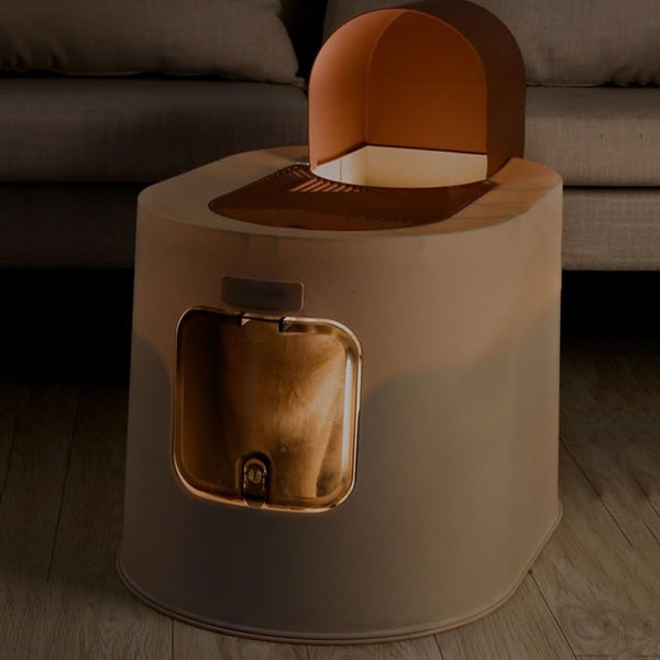 Pet Supplies, Large Hooded Cat Litter Box with Lid,Anti Splash & Easy Clean Tray(Brown)6