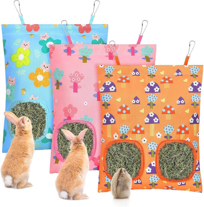 UPINS 3Pack Guinea Pig Hay Feeder Bag,Bunny Rabbit Cage Bag Hanging Holder | Guinea Pig Cage Feeder,For Bunny Rabbits,Chinchillas,Hamsters,Small Pets,And Animals8