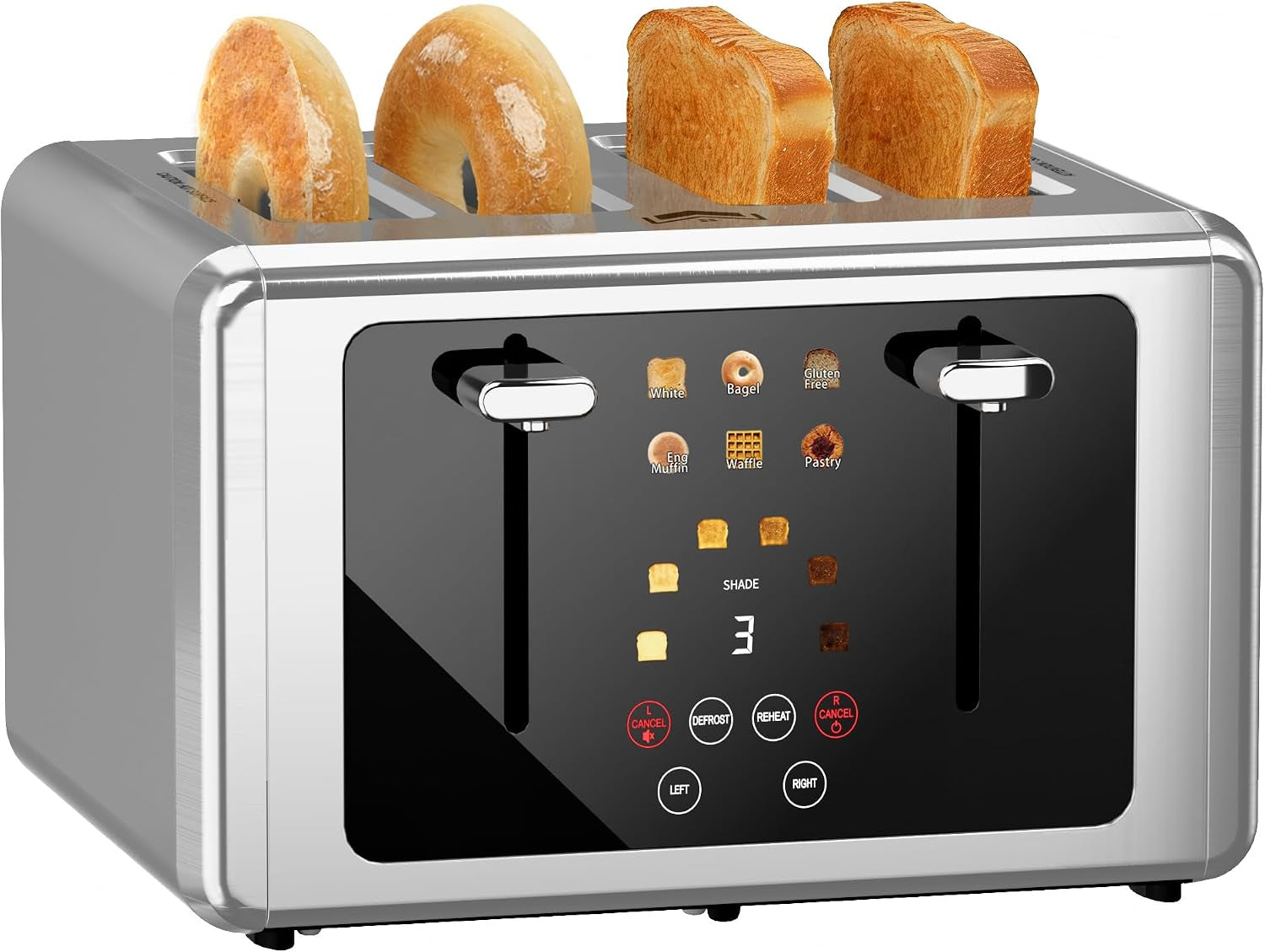 smart-digital-4-slice-touchscreen-toaster-wide-slots-dual-control-digital-timer-6-bread-types-6-shade-settings-defrost-reheat-standby-sound-control-stainless-steel