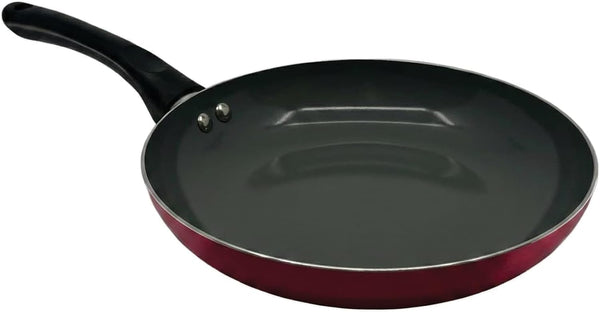 20-Piece Ceramic Metallic Cookware Set, Nonstick - Ruby | 20-Piece Cookware Set with Ceramic Nonstick Interiors, Glass Lids, Utensils, Strainer, Pads, and Griddle Pan.5