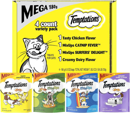 Temptations Classic Crunchy Cat Treats, Feline Favorites, 3 Oz, 4 Pack | under 2 Calories per Treat, 100% Complete & Balanced for Adults, Resealable Pouches, Use as Snack, Meal, or Food Topper10