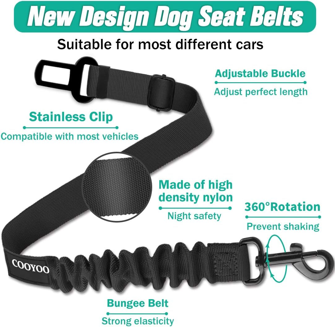cooyoo-dog-seat-belt-durability-retractable-dog-car-harness-adjustable-dog-seat-belt-for-vehicle-nylon-pet-safety-seat-belts-heavy-duty-elastic-1-pack-black