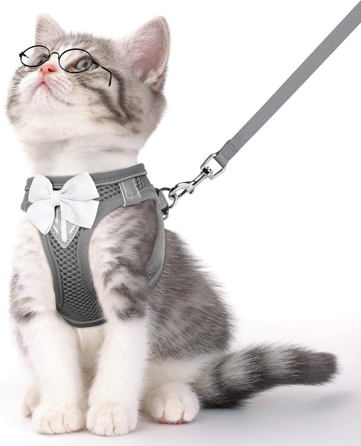 cat-vest-harness-and-leash-set-escape-proof-kitten-harness-pink-xs-safe-reflective-strips-adjustable-easy-wear-kitty-harness-sturdy-clip-buckle-breathable-mesh-for-kitty-puppy-bunny-walks