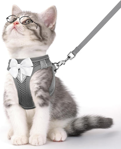 Cat Vest Harness and Leash Set, Escape Proof Kitten Harness Pink XS | Safe Reflective Strips, Adjustable Easy Wear Kitty Harness, Sturdy Clip Buckle, Breathable Mesh , for Kitty Puppy Bunny Walks9