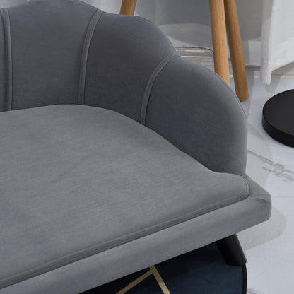 Pawhut Velvet Large Dog Couch with Foam Cushion for Big Dogs Charcoal Gray | Soft and Cute Puppy Sofa Bed, Pearl Design9