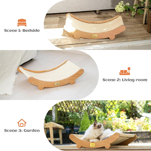 CHEERHOME PETS Sisal Cat Scratcher Bed for Indoor Cats Hammock for Scratching Pad Cat Chair Natural Sisal Scratch Post for Large Cats Scratcher Lounge, Wooden Cat Furniture(Large)7
