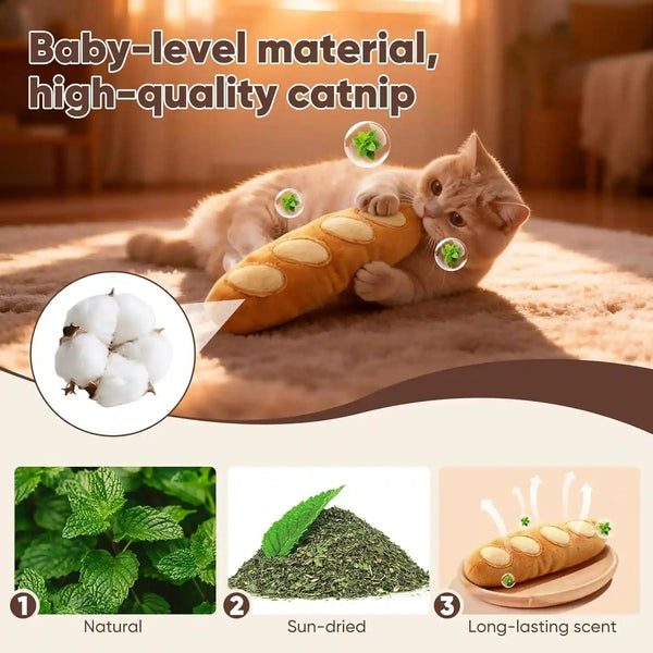 Ciyvolyeen 6 Pack Plush Bread Catnip Toys for Indoor Cats | Interactive Cat Toy, Soft Plush, Organic Catnip, Bite-Resistant, Boredom Relief, Bread Shapes Trigger Natural Predatory Play4