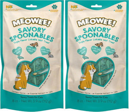 MEOWEE! Savory Spoonables Variety Pack, 12 Count Tube, Triple Flavor Squeezable Lickable Wet Treats for Cats with Built-In Spoon for Less Mess24