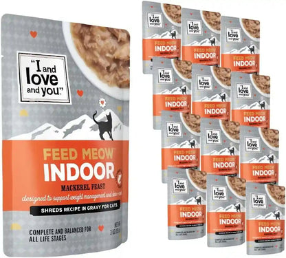I and LOVE and YOU Feed Meow Tummy Wet Cat Food - Tuna + Pumpkin - Digestion Support, Grain Free, Shredded, 3Oz Pack of 1213