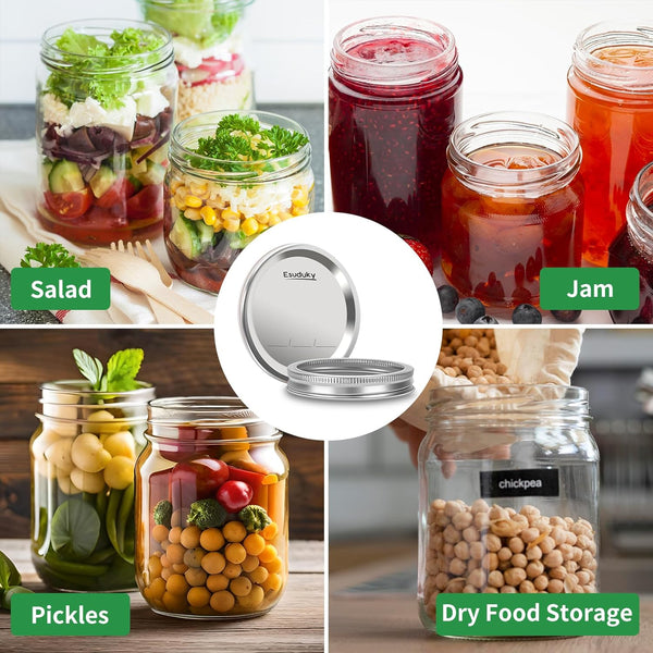 36Pcs Mason Jar Lids with Rings Wide Mouth, Upgrade Canning Lids with Rings/Bands for Ball, Kerr Jars and More, Split-Type with Leak Proof & Airtight, Food Grade Material for Mason Jars6