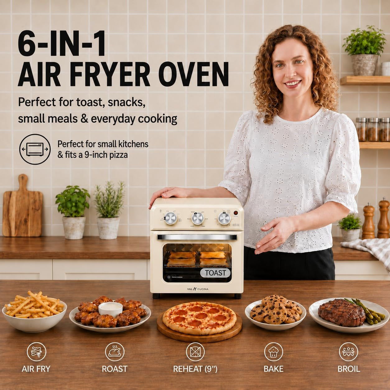 6-in-1-retro-air-fryer-toaster-oven-combo-compact-12-7-qt-small-countertop-convection-oven-fits-9-pizza-4-toast-hexagon-hybrid-heating-enamel-baking-pan-included-almond-yellow-color