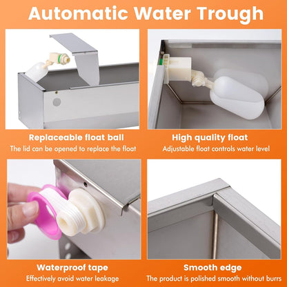 Automatic Large Dog Water Bowl Dispenser Outdoor Stainless Steel Automatic Livestock Water Trough Large Capacity Auto Fill Dog Waterer with Float Valve, for Chicken Geese Duck Goat Pig4