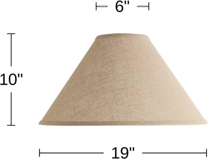 Pre-Assembled Laine Fine Extra Large Burlap Empire Shade 6X19X12 (Spider) | 6" Top X 19" Bottom X 10.5" High X 12" Slant Replacement for Table + Floor Lamps Harp + Finial4