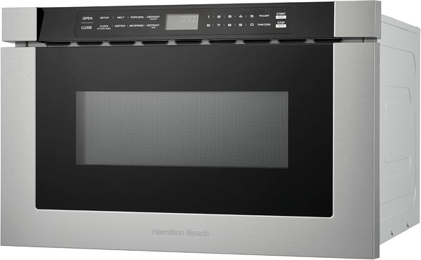 23.5 Inch Built-In Drawer Microwave Oven, 1.1 Cu. Ft., Touchscreen Control, Stainless Steel, Flat-Bed Design, Electric Drawer Open4