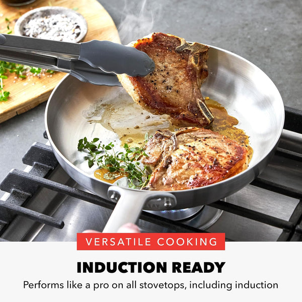X Bobby Flay 10 Piece Stainless Steel Cookware Set, Tri-Ply Multiclad Pots & Pans, Professional Grade, Oven & Broiler Safe to 600°F, Dishwasher Safe, Durable, Induction Compatible, Silver5