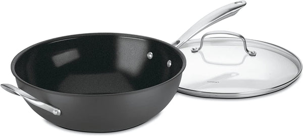GG26-30H Greengourmet Hard-Anodized Nonstick Stir-Fry Wok with Glass Cover 12-Inch1