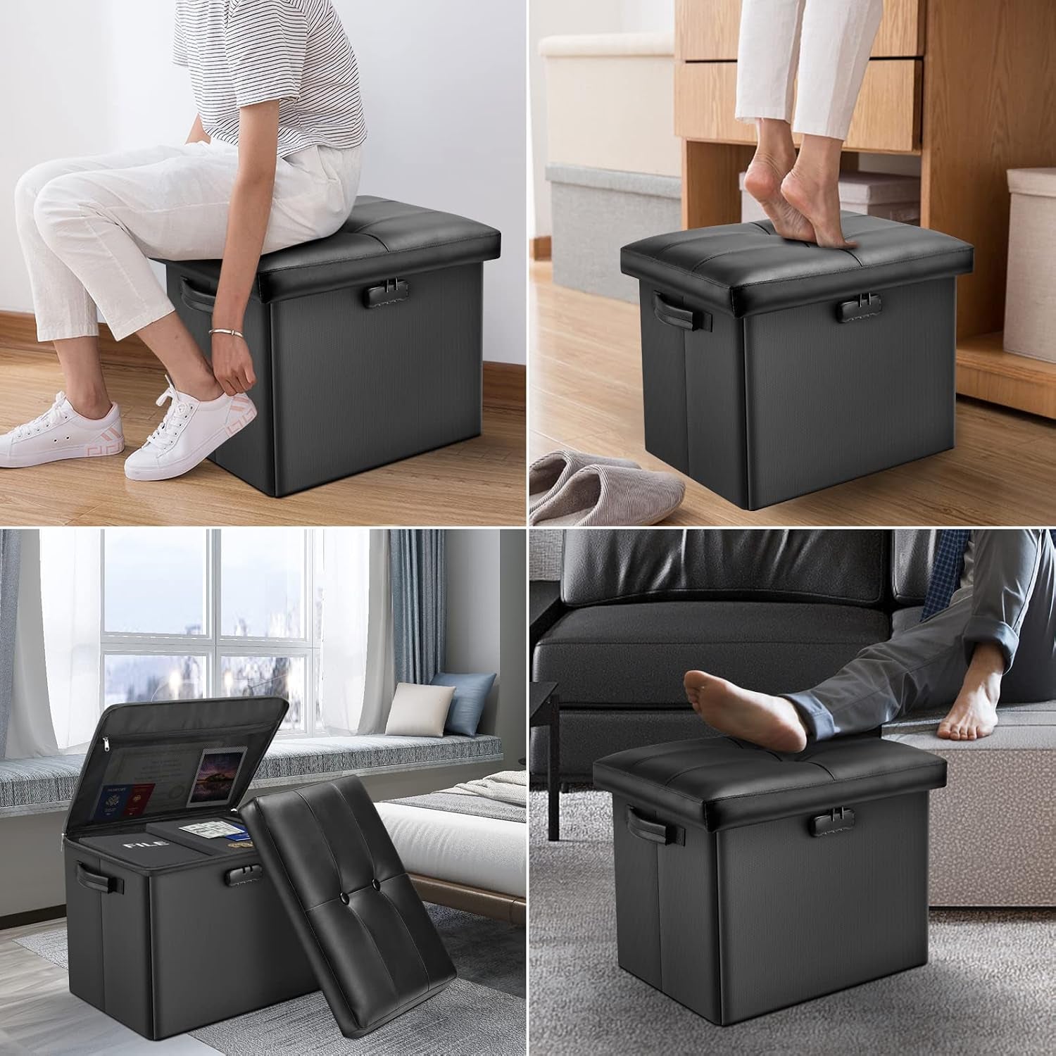 storage-ottoman-with-lock-fireproof-folding-ottoman-foot-rest-stool-storage-chest-with-storage-safe-for-important-documents-waterproof-17-inches-short-ottoman-foot-stool-with-handles-black