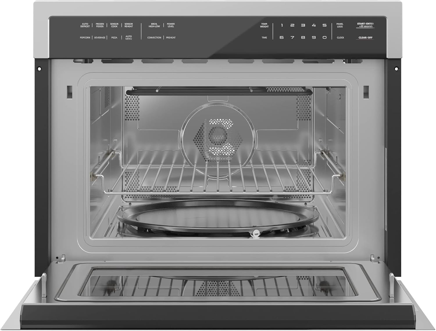 24-inch-built-in-oven-and-microwave-combination-with-broil-and-convection-heating-soft-close-door-1000-watt-power-with-nema-5-20p-plug-stainless-steel-finish-touch-control-lcd-display
