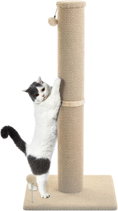 Cat Craft Cat Scratching Post Carpet Scratching Post 41" for Indoor Cats, Tall Cat Scratch Post, Carpet Cat Scratcher with Replaceable Toys, Sturdy Base, Large, Gray | 41In Tall Short Plush Scratch Post, Stable Base, Interchangeable Play Toys, for Indoor Cats to Avoid Furniture Scratching11