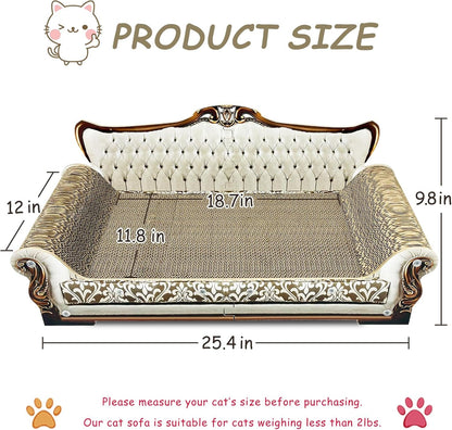 Luxury Cardboard Cat Scratcher Sofa Bed, Couch Shaped Scratching Board, Scratch Lounge with Catnip, Scratcher for Indoor Cats Large Grey3