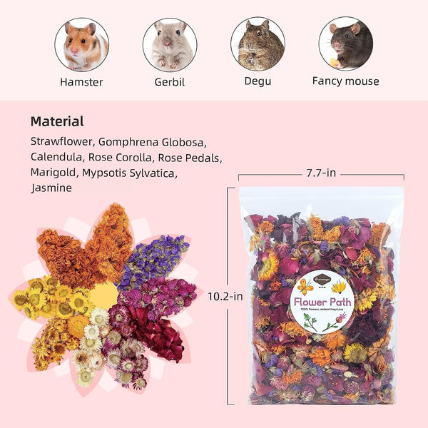 Niteangel Natural & Soft Hamster Bedding Mate: Air-Dried Flowers & No-Add | Fun to Cage Habitat & Adds Vibrant Color - Decor for Syrian Dwarf Hamster Gerbils Mice Degus or Other Small-Sized Pet2
