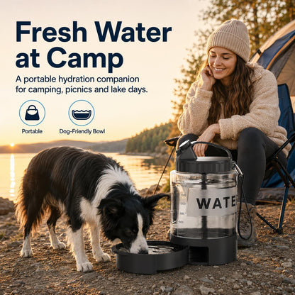 Lesotc Portable Dog Water Bowl Dispenser - 77Oz Travel Water Bottle with Pop-Out Drinking Bowl, No-Spill Design for Camping, Hiking & Car Rides - Keep Your Dog Hydrated Anywhere, Black5