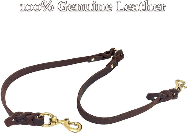 Genuine Leather Braided Coupler for Dog Leash,Leather Dog Leash for Walking Two Dogs, Multipurpose, Can Be Used as Safety Seatbelt Leash in Car, Backup Clip for Dog Harness2