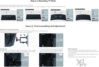 Full Motion Articulating TV Wall Mount, with Swivel and Tilt, for 26" to 55" Tvs and Flat Panels up to 80 Lbs, VESA Compatible, Single Stud, Black9