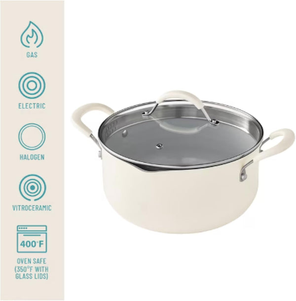 Pioneer Woman 17-Piece Ceramic Cookware Set with Strainer Lids and Cookie Sheet with Rack - Nonstick Pots and Pans Set (Cream)4