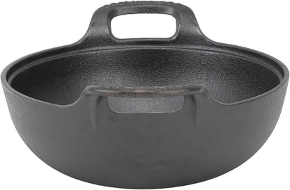 Cast Iron Wok Pan 14 Inch Pre Seasoned Flat Bottom Stir Fry Skillet with Wooden Lid and Handle Oven Safe for Asian Cooking Stir Fry Soup and Stew (25Cm)3