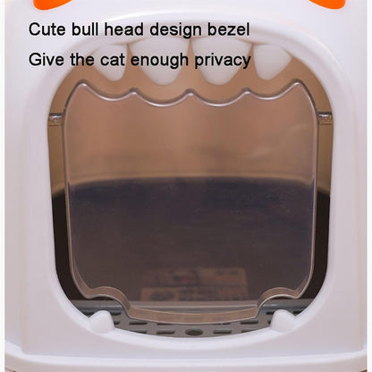 Dog Potty Training Toilet ﻿ Cat Litter Box Pan with Scoop and Hooded Cover Cute Large Cats Toilet Pet Kitty Enclosed Easy Clean(A)5