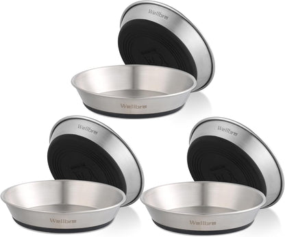 Cat Bowls, 2 Pcs Stainless Steel Cat Bowls for Food and Water, Whisker Fatigue Shallow Non-Slip Dishes Plates for Small Dog Puppies Cats8