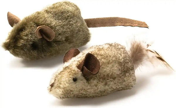Ourpets Play-N-Squeak Twice the Mice Cat Toy, 2 Piece Set, Catnip Filled | Real Mouse Sound Effect, Electronic Squeaker Inside, Sparks Hunting Instinct, Engaging Design, for Indoor Felines Every Day1