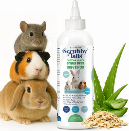 Natural Oatmeal & Aloe Vera Small Pets Shampoo for Guinea Pig, Bunny, Ferret & Rabbit Shampoo - Hypoallergenic for Sensitive Skin. 8 Fl. Oz. (Unscented)1