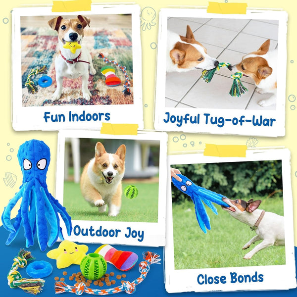 KIPRITII 9-Pack Interactive Puppy Dog Toys for Small Dogs No-Stuffing Squeaky Octopus-Shaped Toy, Cute Plush & Engaging Chew Toys for Puppy Teething to Keep Them Busy6