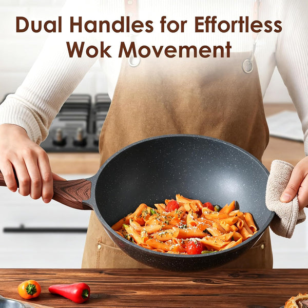 Nonstick Wok Pan with Lid 11Inch, Healthy Stir-Fry Pan Chef'S Pan | Induction Cookware, Swiss Granite Coating, Even & Fast Heating, Non Stick Frying Pan Skillet, Stay-Cool Handle, PFOA Free8