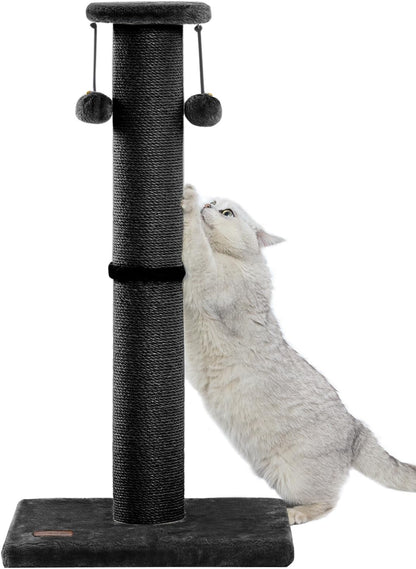 34Inch Tall Cat Scratching Post for Indoor Cats Adults | 4.3Inch Diameter Large Cat Scratch Post, Sturdy and Durable Cat Scratcher with Dangling Balls, Natural Sisal, Grey8