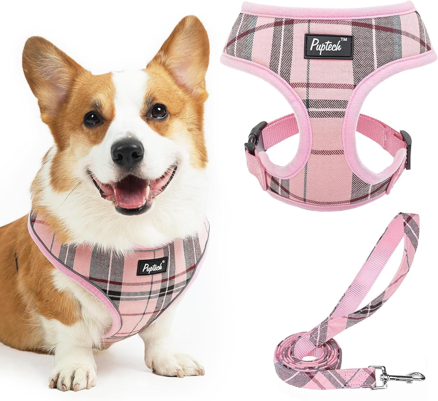 pupteck-soft-mesh-dog-harness-small-sized-and-leash-set-pet-puppy-cat-comfort-padded-vest-no-pull-harnesses-beige-s