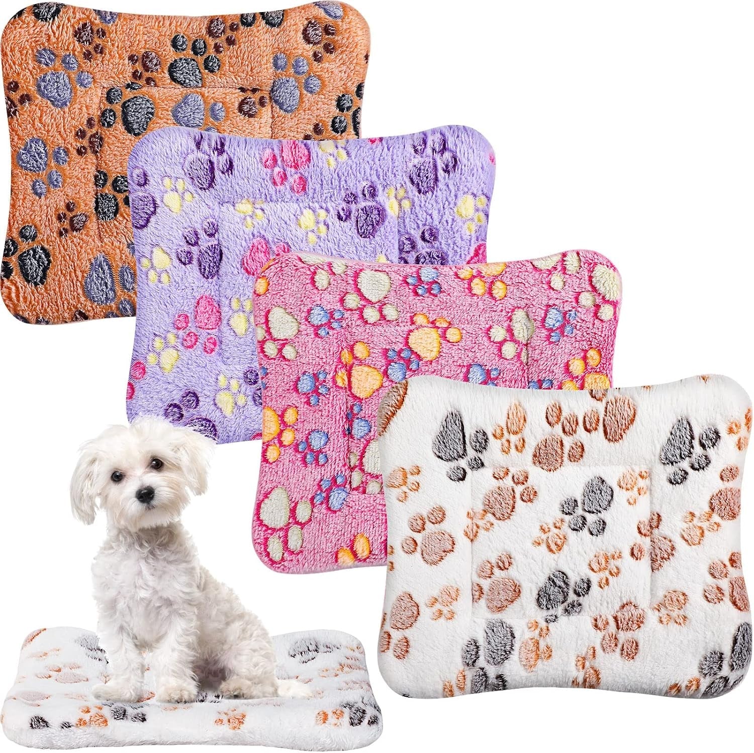 tuanse-4-pack-ultra-soft-dog-cat-bed-mat-small-animal-guinea-pig-bed-with-cute-print-reversible-fleece-dog-crate-kennel-pad-cozy-washable-thickened-hamster-pet-beds-mat13-x-19-inches-light-gray