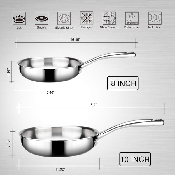 Tri-Ply Stainless Steel Stir Frying Pan, 10 Inch Induction Skillet | Whole Clad Stainless Steel Wok Pan for Stir Fry, Sautéing and Quick Meals5