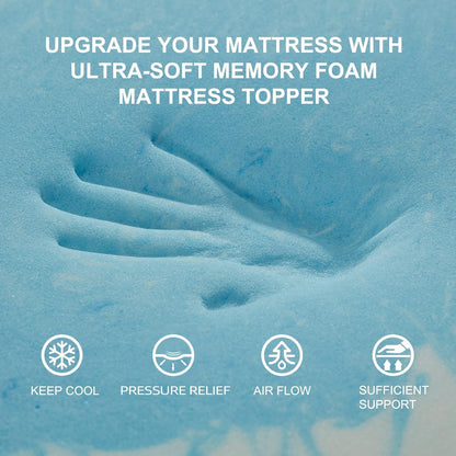 2 Inch Memory Foam Mattress Topper Twin XL, Twin Extra Long Mattress Pads for College Dorm Single Bed, Pressure Relieve Certipur-Us Certified, 39X80 Inches, Blue3