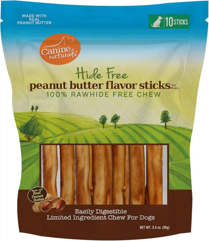 Canine Naturals Rawhide Free Peanut Butter Dog Chews, Sticks, 40 Count | 100% Rawhide Free, Made with Real Peanut Butter, All-Natural, Easily Digestible, 5 in Sticks, Dog Treats, Bulk Value Pack9