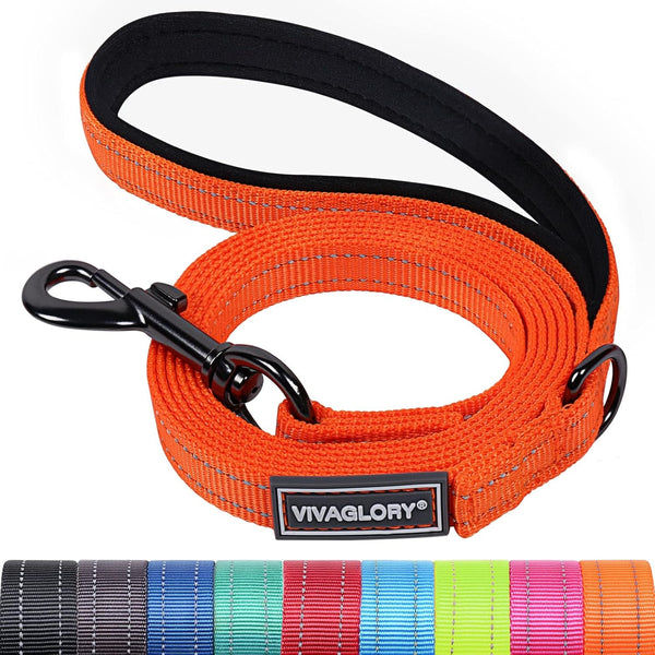 VIVAGLORY Dog Leash Puppy Leash for Collar, 3Ft X 1In, Black | with Soft Padded Handle for Training & Walking, Heavy Duty & Double Layer Nylon Pet Puppy25