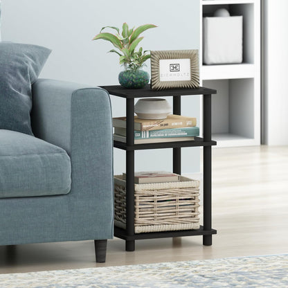 JUST Toolless 3-Tier Side Table, Open Shelf End Table, Americano | Soft-Corner, Night Stand, Bedside Table, for Living Room, Bedroom, Bathroom5