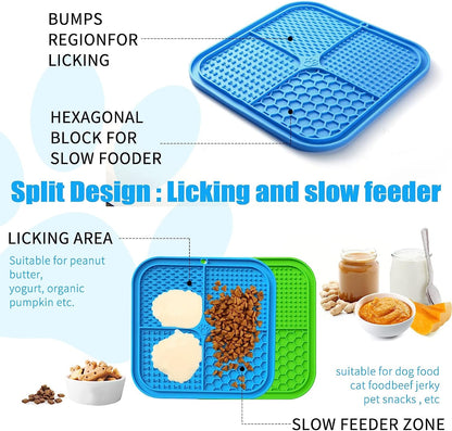 Honomastry Lick Mat for Dogs, Premium Lick Pad with Suction Cups for Dog Anxiety Relief, Slow Feeder Dog Bowls, Bathing, Grooming and Training.4